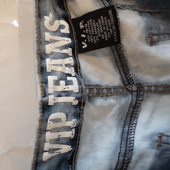 White Washed Blue Jean Overalls By VIP Jeans. - Picture 10 of 10